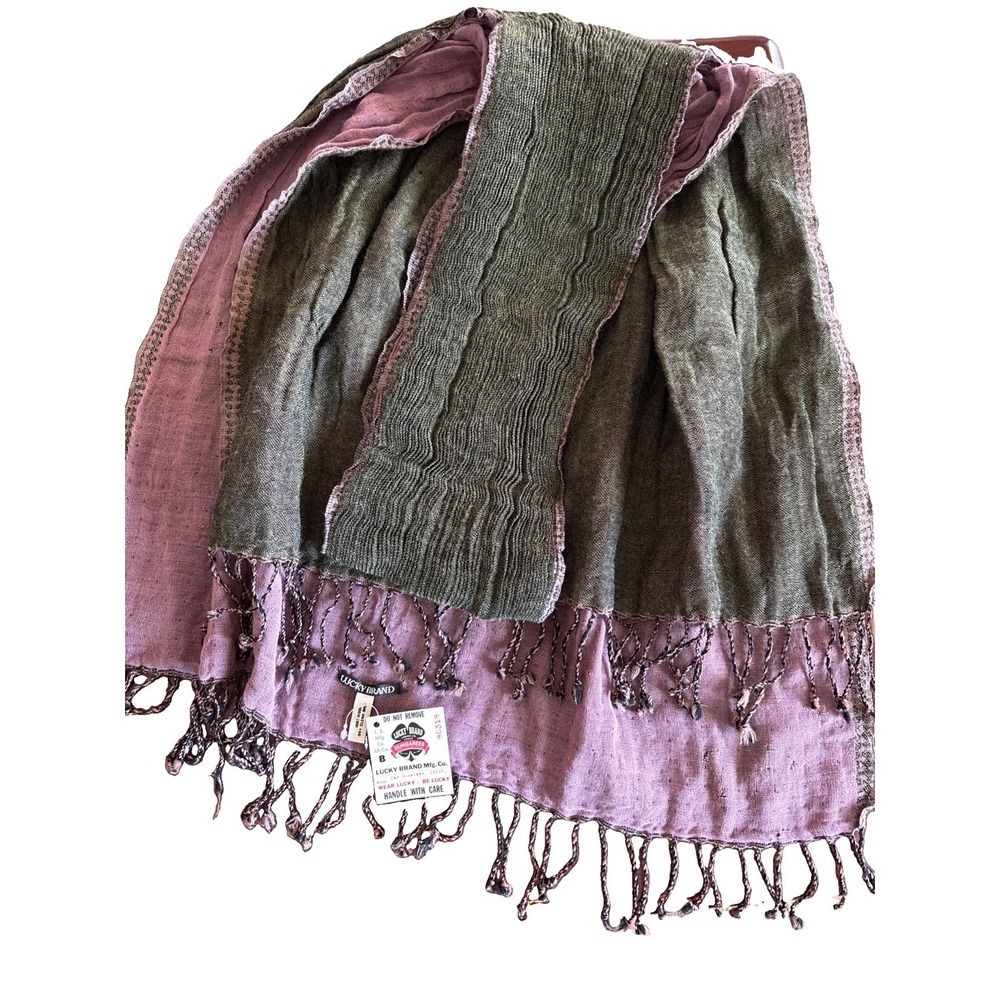 Lucky Brand 100% Wool Scarf Green Mauve
